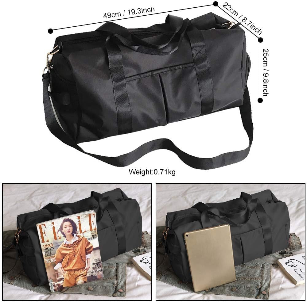 ICEIVY Gym Duffle Bag Dry Wet Separated Gym Bag Sport Duffle Bag Training Handbag Yoga Bag with Extra Drawstring Backpack (Black) Large