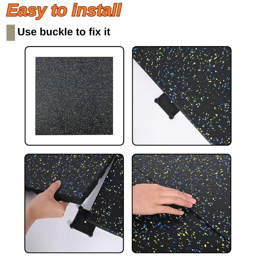 Rubber Gym Flooring, 0.98'' Thick High-Density Gym Mats, 20" X 20" Exercise Workout Equipment Mat for Home Gym, 4 PCS - 10.75 Sq.Ft