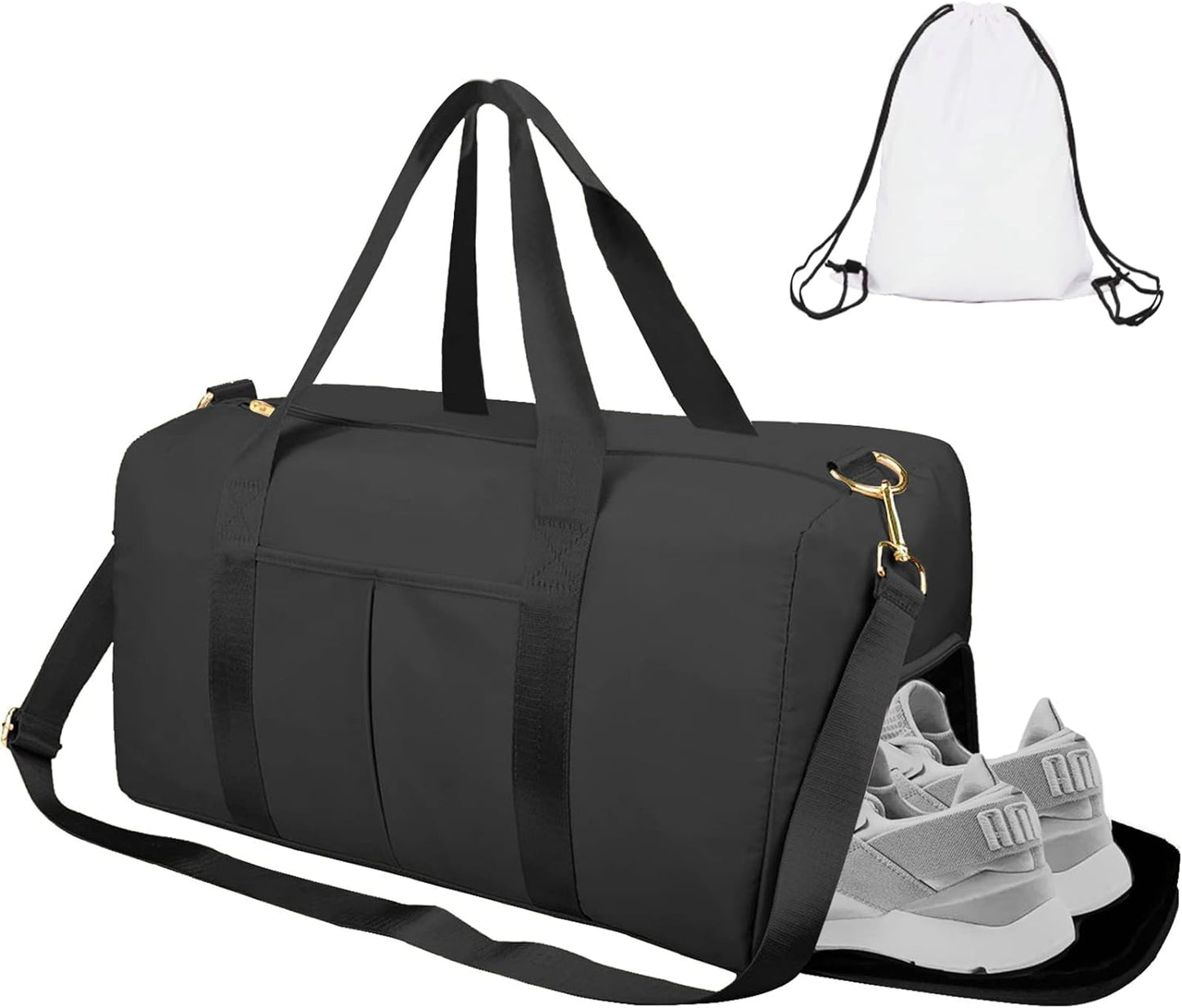 ICEIVY Gym Duffle Bag Dry Wet Separated Gym Bag Sport Duffle Bag Training Handbag Yoga Bag with Extra Drawstring Backpack (Black) Large