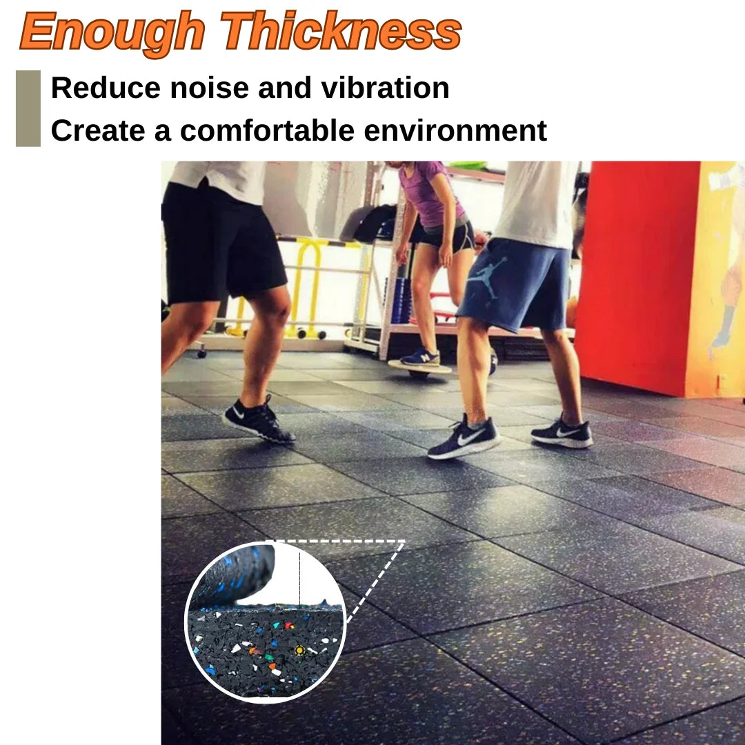 Rubber Gym Flooring, 0.98'' Thick High-Density Gym Mats, 20" X 20" Exercise Workout Equipment Mat for Home Gym, 4 PCS - 10.75 Sq.Ft