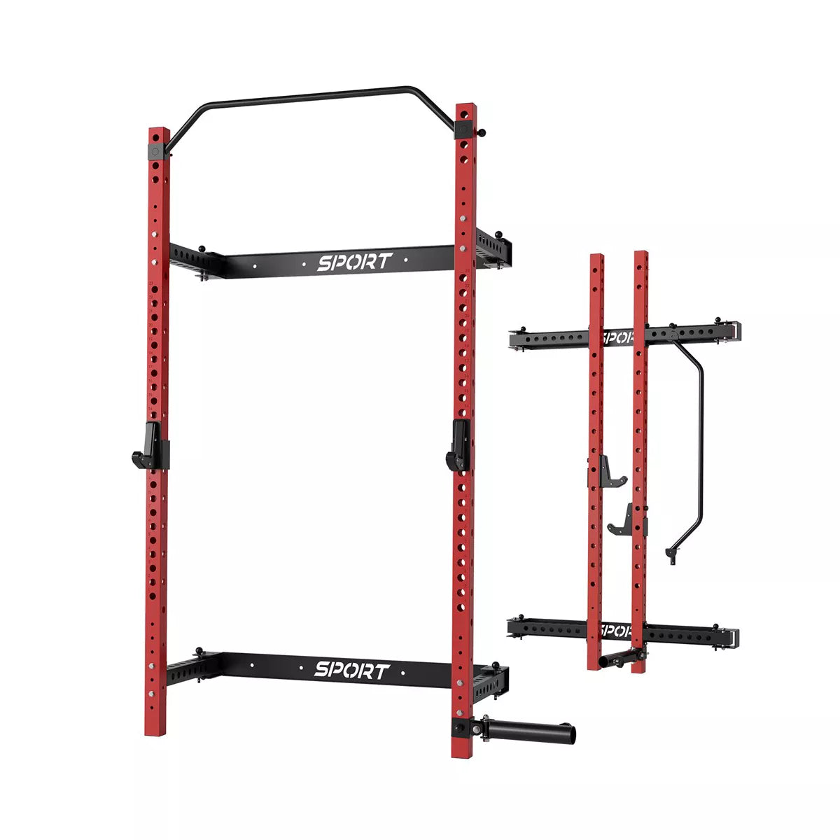 Garvee Folding Squat Rack, 1000LBS Capacity Wall Mounted Squat Rack, Foldable Squat Rack with Pull up Bar, J Hook