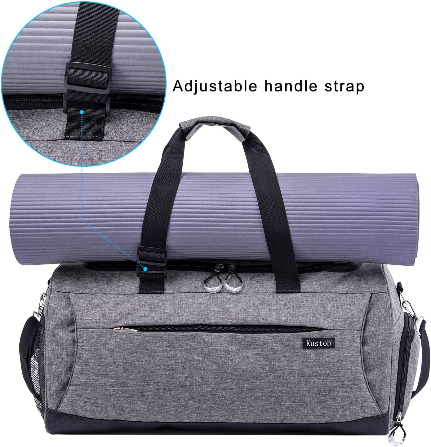 Kuston Sports Gym Bag with Shoes Compartment &Wet Pocket Gym Duffel Bag Overnight Bag for Men and Women