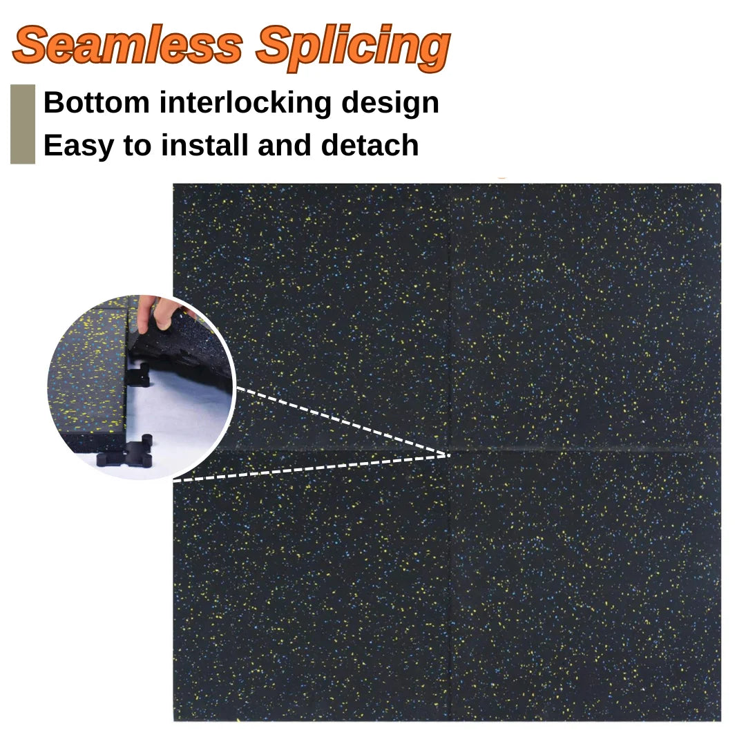 Rubber Gym Flooring, 0.98'' Thick High-Density Gym Mats, 20" X 20" Exercise Workout Equipment Mat for Home Gym, 4 PCS - 10.75 Sq.Ft