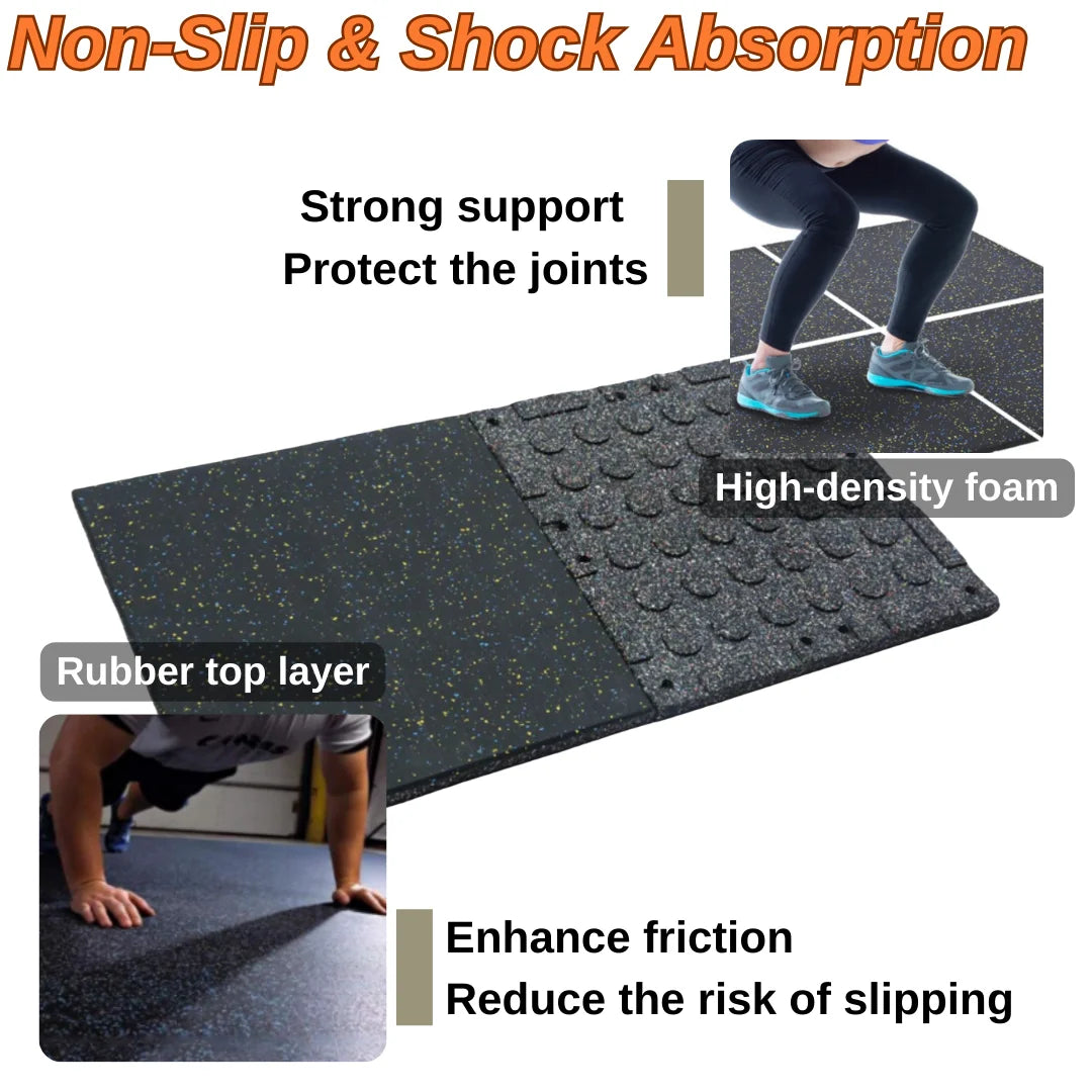 Rubber Gym Flooring, 0.98'' Thick High-Density Gym Mats, 20" X 20" Exercise Workout Equipment Mat for Home Gym, 4 PCS - 10.75 Sq.Ft